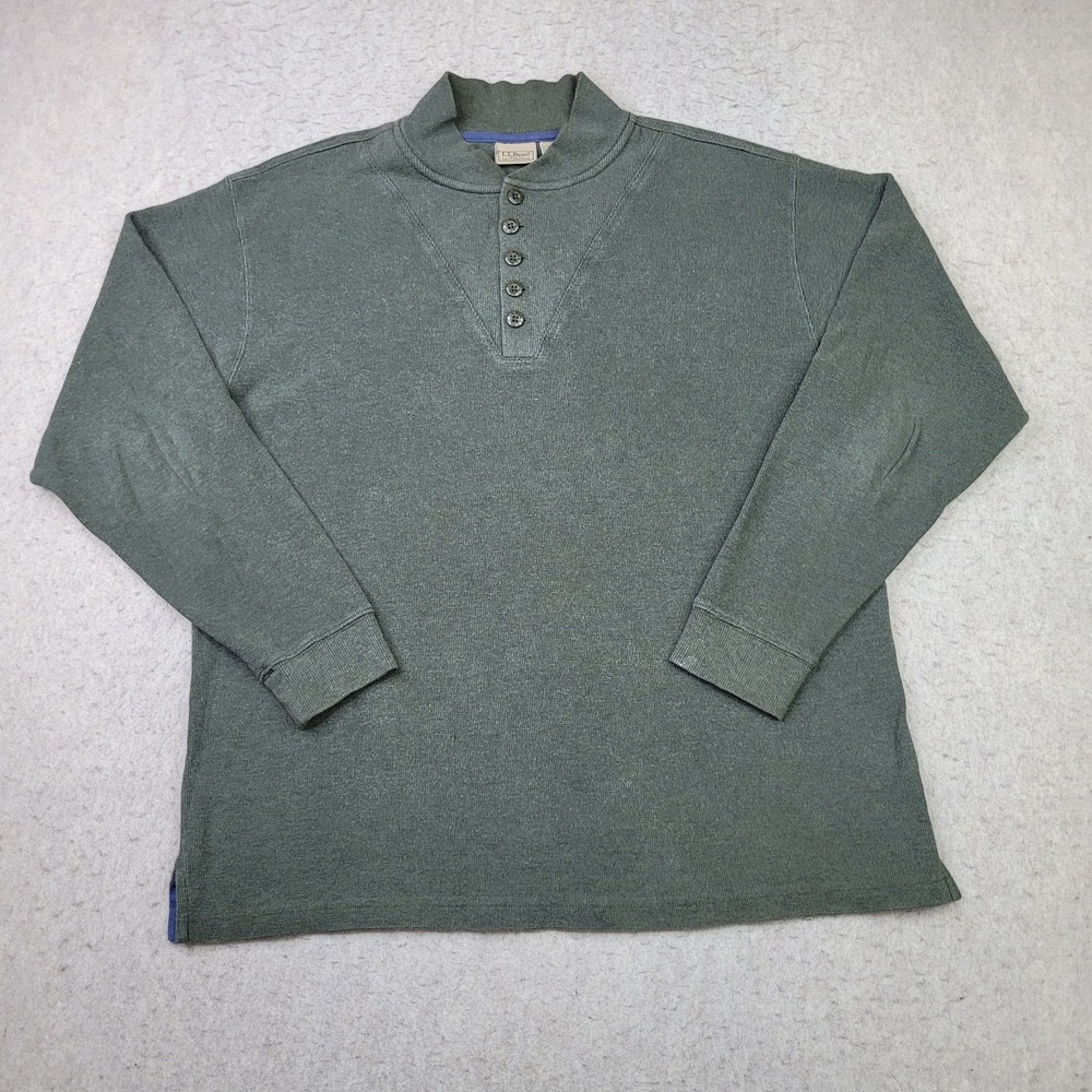 LL Bean Pullover Sweater Mens LT Large Tall Hunter Green Waffle Knit O BKF3 - Picture 2 of 9